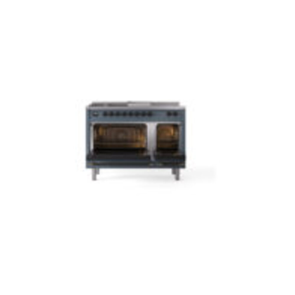 ILVE_UP48FSQNMPBGBLP_Nostalgie_II_48"_Dual_Fuel_Range_oven_door_opened