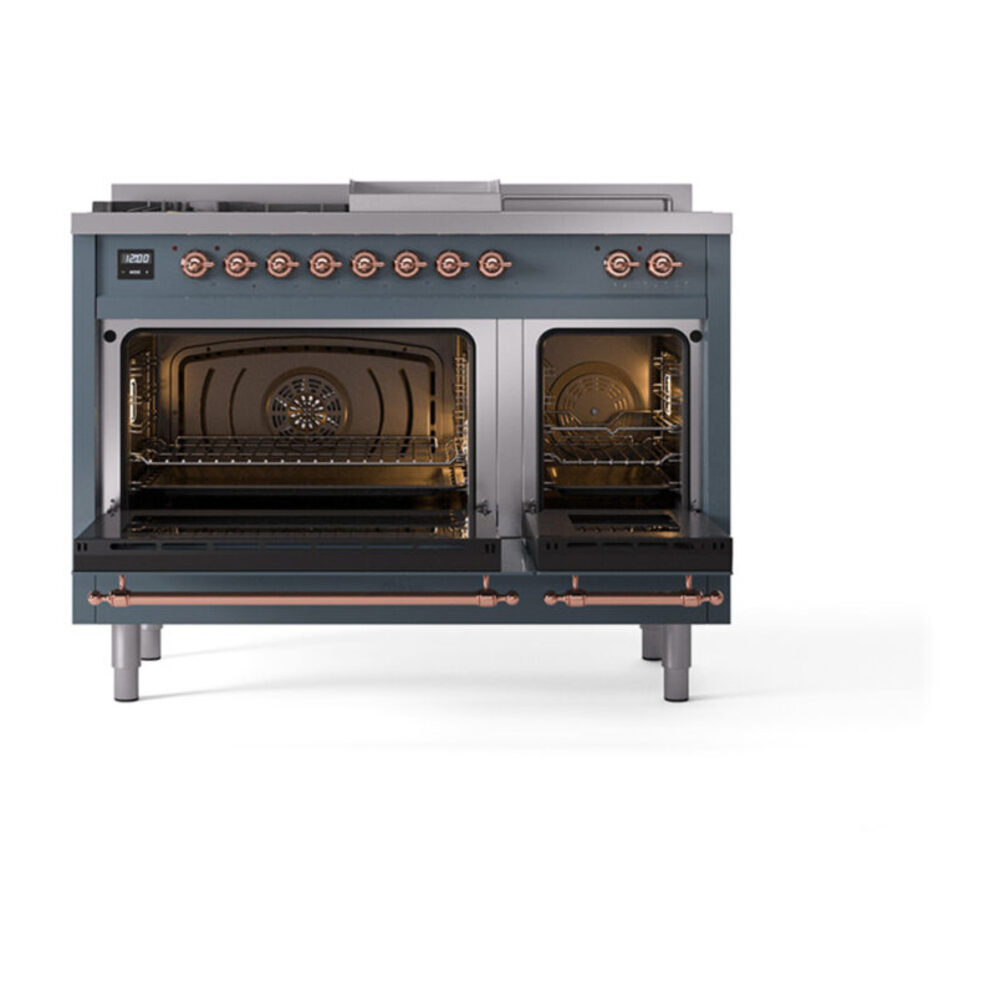 ILVE_UP48FSQNMPBGPLP_Nostalgie_II_48"_Dual_Fuel_Range_oven_door_opened