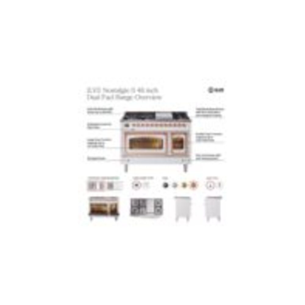 ILVE UP48F Nostalgie II 48 inch Dual Fuel Range with 5.02 cu. ft. Total Double Oven Capacity