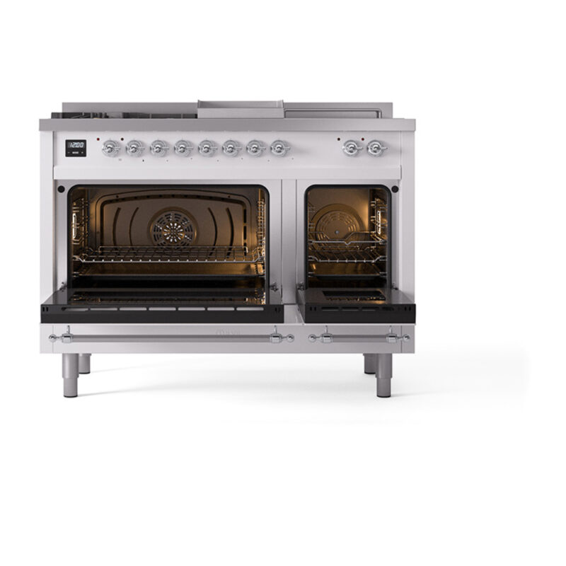 ILVE_UP48FSQNMPRACLP_Nostalgie_II_48"_Dual_Fuel_Range_oven_door_opened