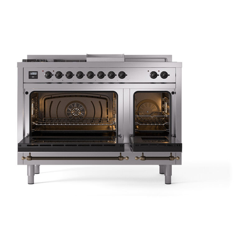 ILVE_UP48FSQNMPSSBLP_Nostalgie_II_48"_Dual_Fuel_Range_oven_door_opened