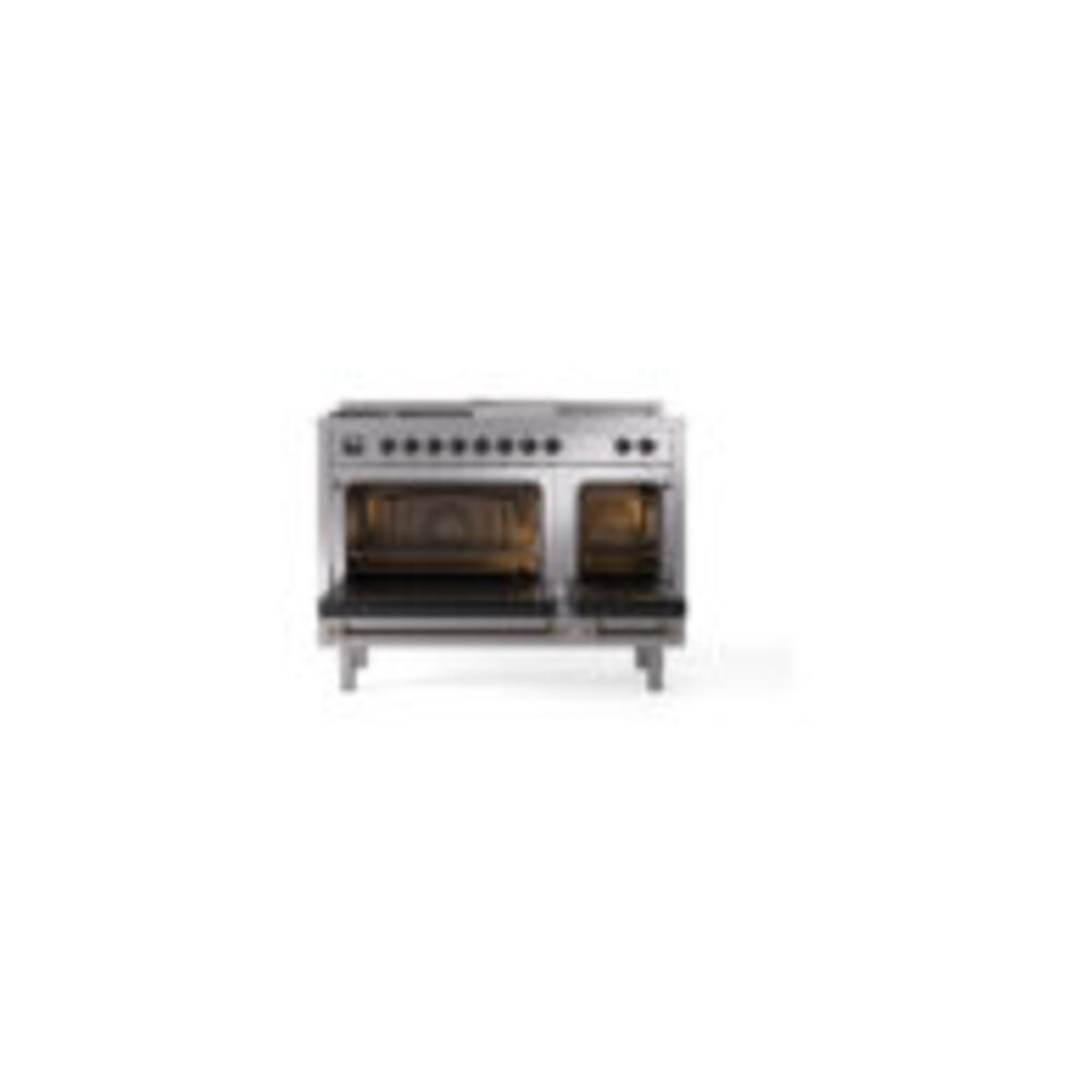ILVE_UP48FSQNMPSSB_Nostalgie_II_48"_Dual_Fuel_Range_oven_door_opened