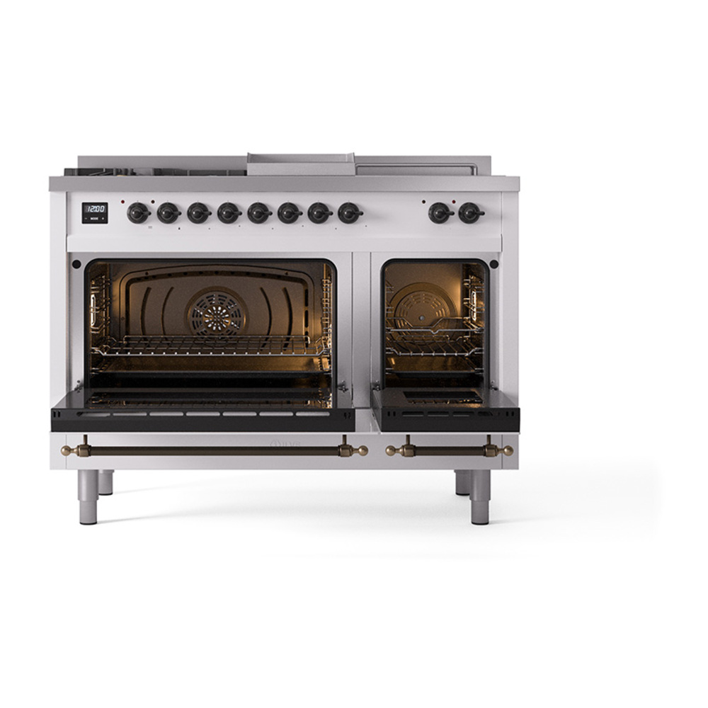 ILVE_UP48FSQNMPWHBLP_Nostalgie_II_48"_Dual_Fuel_Range_oven_door_opened