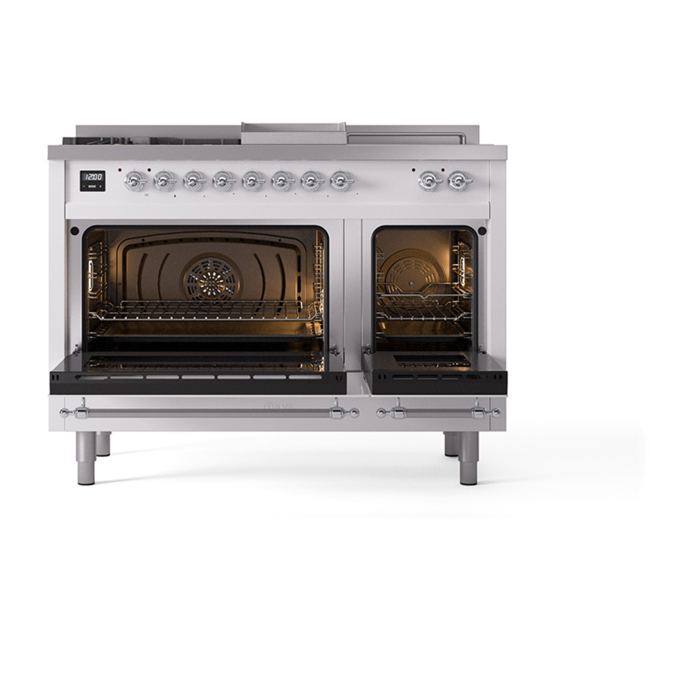 ILVE_UP48FSQNMPWHC_Nostalgie_II_48"_Dual_Fuel_Range_oven_door_opened