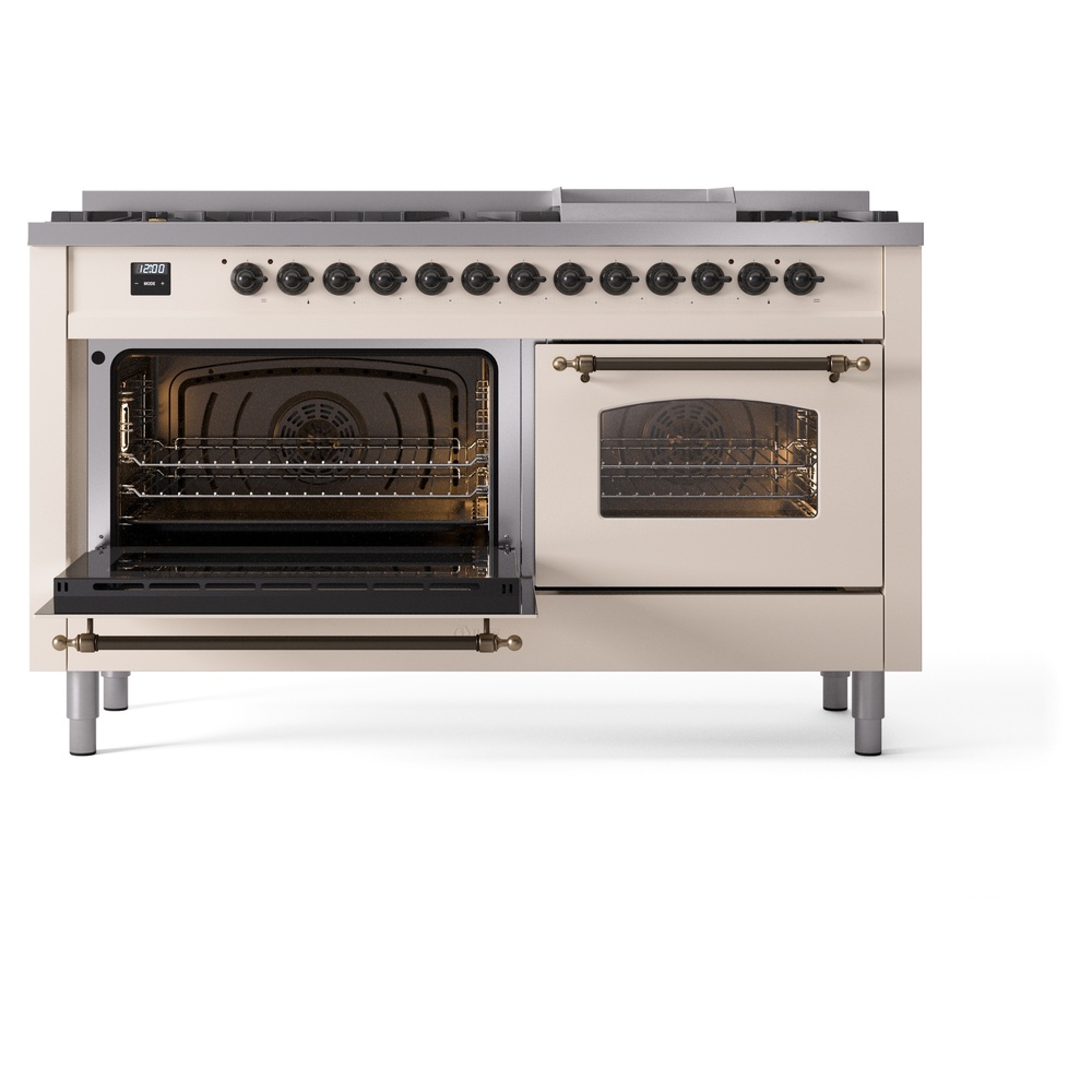 ILVE UP60FNMPAWBLP Nostalgie II 60" Dual Fuel Range, main oven door opened