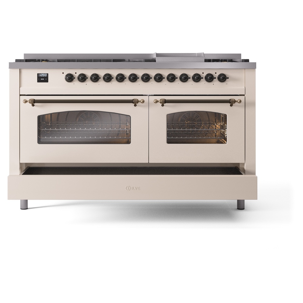 ILVE UP60FNMPAWBLP Nostalgie II 60" Dual Fuel Range, drawer opened
