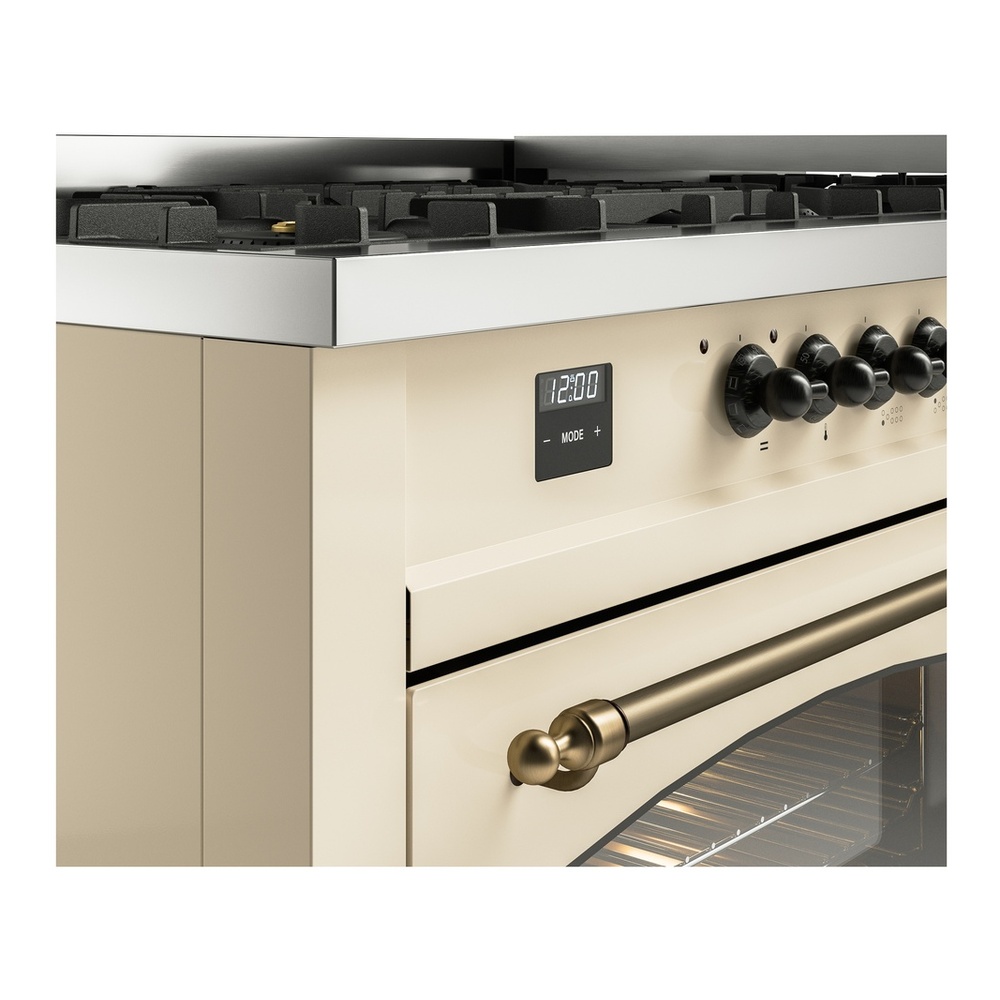 ILVE UP60FNMPAWBLP Nostalgie II 60 inch Dual Fuel Range with 5.8 cu. ft. Total Double Oven Capacity (9 Sealed Burners + Griddle, Liquid Propane, Triple Glass Door, Antique White, Burnished) 12 ILVE UP60FNMPAWBLP Nostalgie II 60" Dual Fuel Range, details