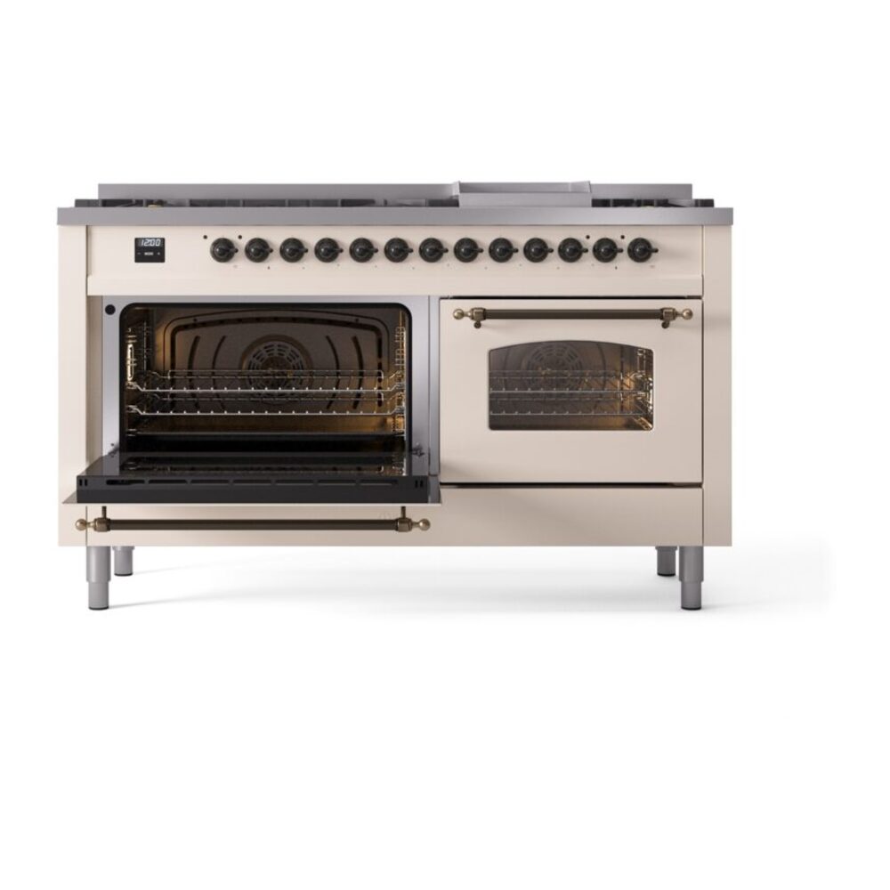 ILVE Nostalgie II 60" UP60FNMPAWB Dual Fuel Range, main oven door opened