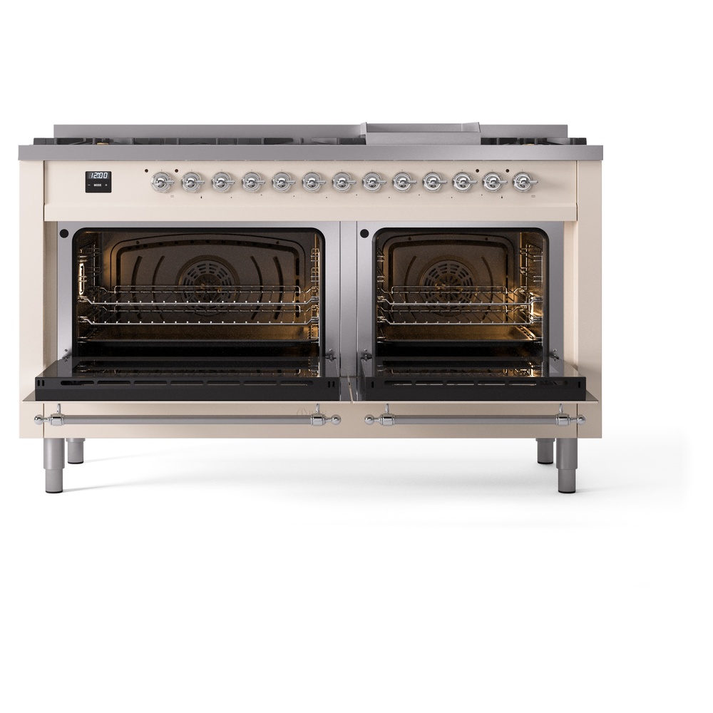 ILVE UP60FNMPAWCLP Nostalgie II 60" Dual Fuel Range, oven doors opened