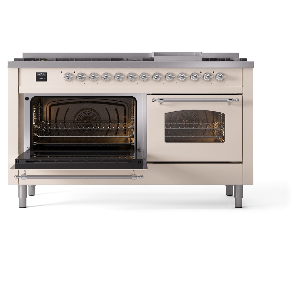 ILVE UP60FNMPAWCLP Nostalgie II 60" Dual Fuel Range, main oven door opened