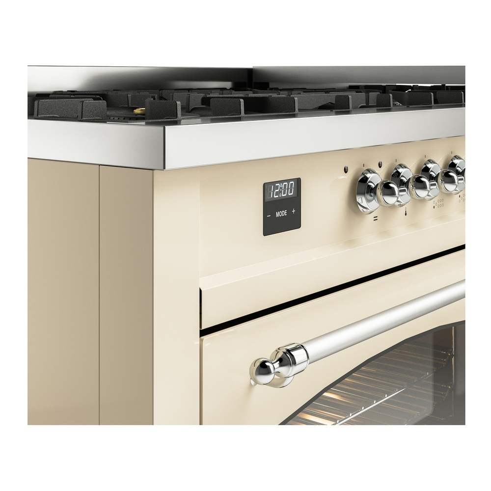 ILVE UP60FNMPAWCLP Nostalgie II 60 inch Dual Fuel Range with 5.8 cu. ft. Total Double Oven Capacity (9 Sealed Burners + Griddle, Liquid Propane, Triple Glass Door, Antique White, Chrome) 10 ILVE UP60FNMPAWCLP Nostalgie II 60" Dual Fuel Range, details