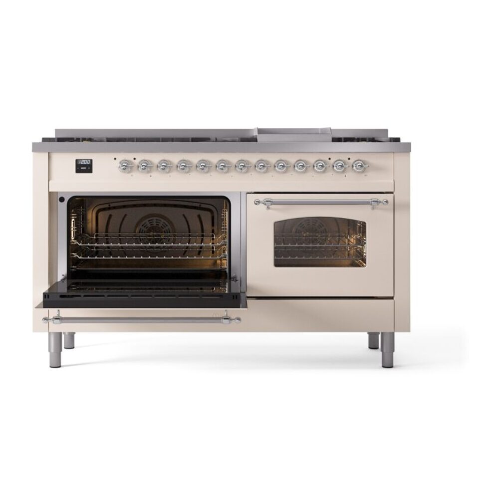 ILVE UP60FNMPAWC Nostalgie II 60" Dual Fuel Range, main oven door opened