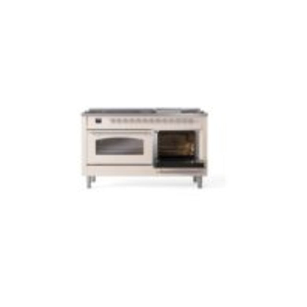 ILVE UP60FNMPAWC Nostalgie II 60" Dual Fuel Range, side oven door opened