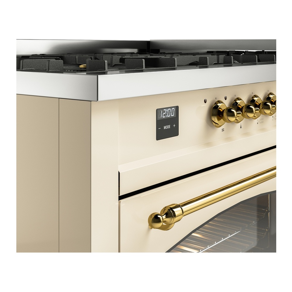 ILVE UP60FNMPAWGLP Nostalgie II 60 inch Dual Fuel Range (9 Sealed Burners + Griddle, Liquid Propane, Triple Glass Door, Antique White, Brass) 16 ILVE UP60FNMPAWGLP Nostalgie II 60" Dual Fuel Range, details