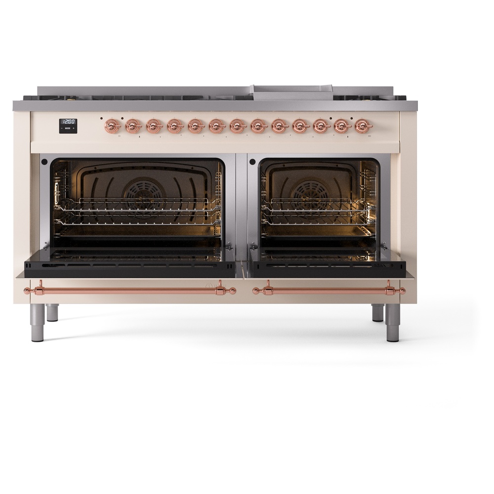 ILVE UP60FNMPAWPLP Nostalgie II 60" Dual Fuel Range, oven doors opened