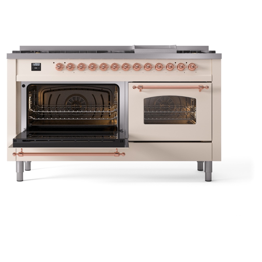 ILVE UP60FNMPAWPLP Nostalgie II 60" Dual Fuel Range, main oven door opened