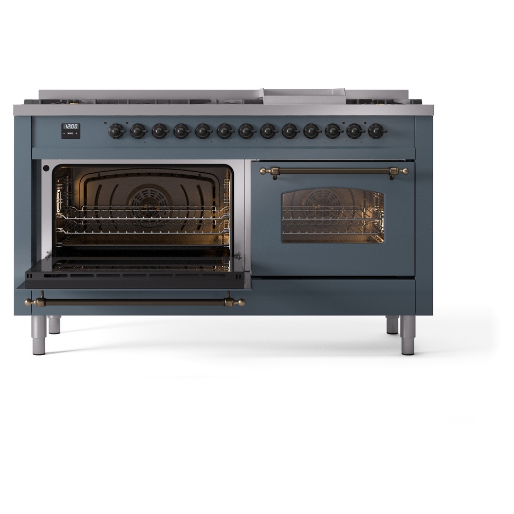 ILVE UP60FNMPBGBLP Nostalgie II 60" Dual Fuel Range, main oven door opened