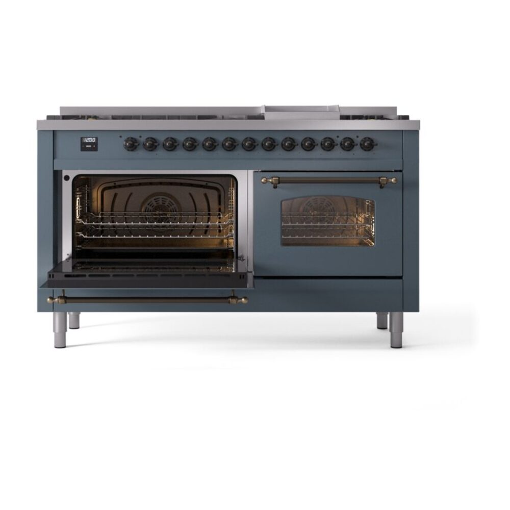 ILVE UP60FNMPBGBLP Nostalgie II 60" Dual Fuel Range, main oven door opened