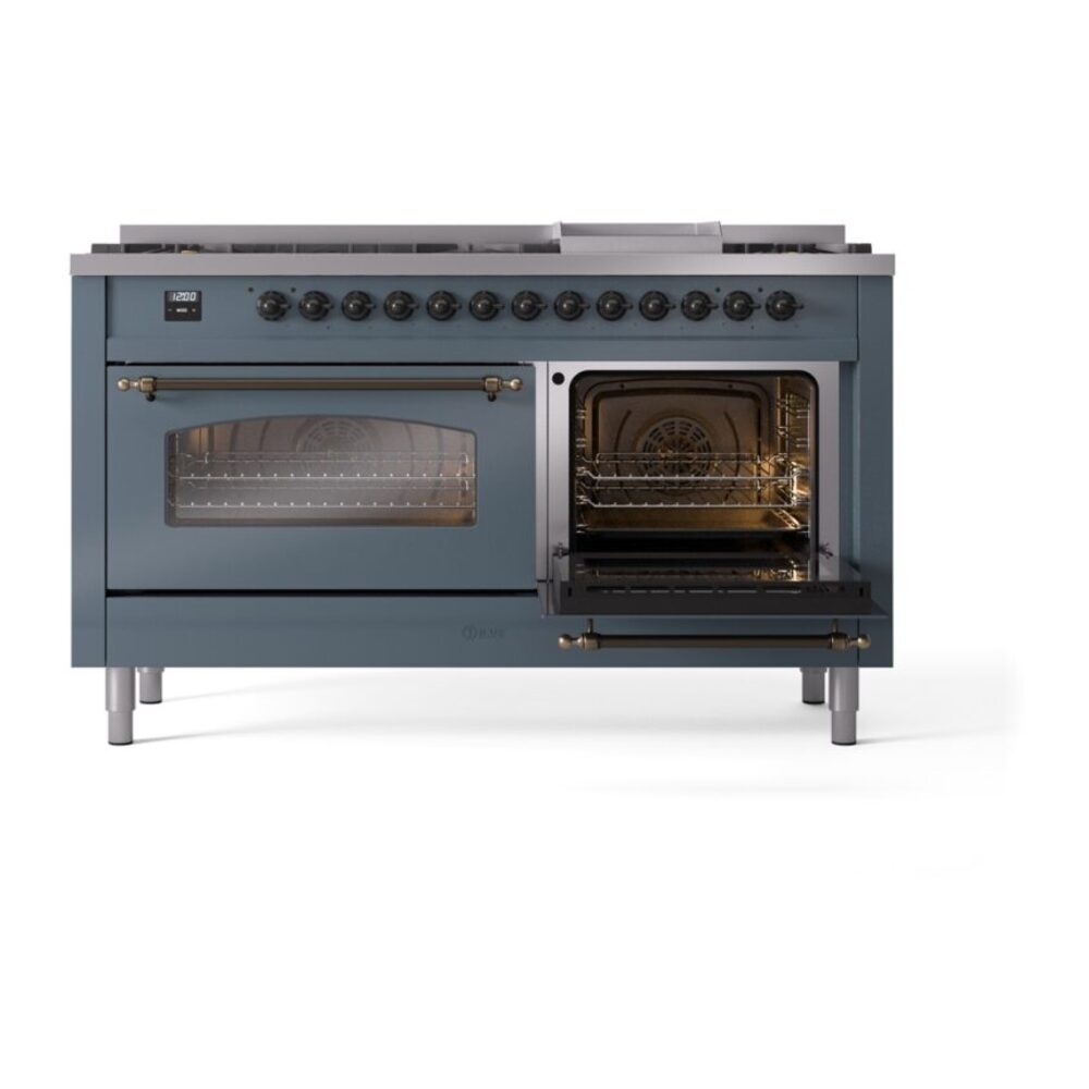 ILVE UP60FNMPBGBLP Nostalgie II 60" Dual Fuel Range, side oven opened