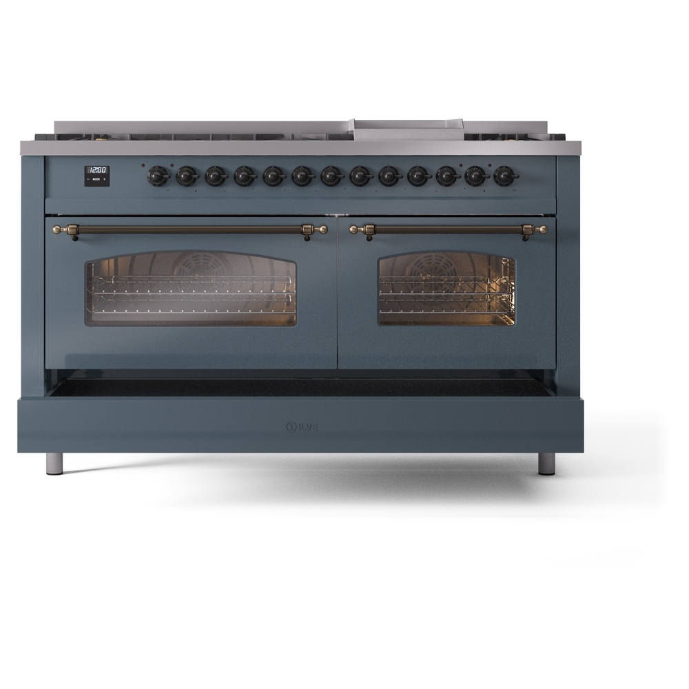 ILVE UP60FNMPBGBLP Nostalgie II 60" Dual Fuel Range, drawer opened