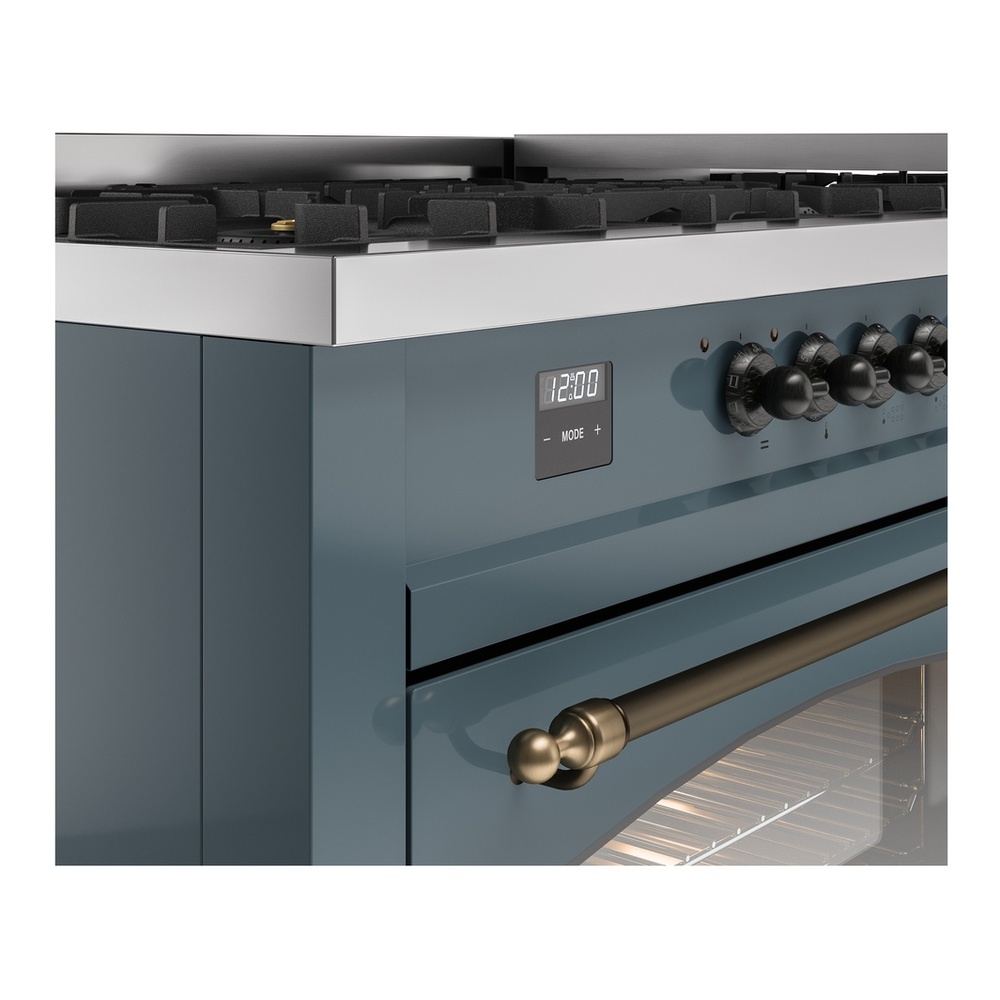 ILVE UP60FNMPBGBLP Nostalgie II 60 inch Dual Fuel Range with 5.8 cu. ft. Total Double Oven Capacity (9 Sealed Burners + Griddle, Liquid Propane, Triple Glass Door, Blue Grey, Burnished) 10 ILVE UP60FNMPBGBLP Nostalgie II 60" Dual Fuel Range, details
