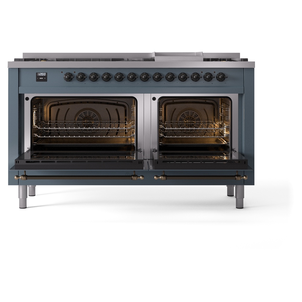 ILVE UP60FNMPBGB Nostalgie II 60" Dual Fuel Range, oven doors opened