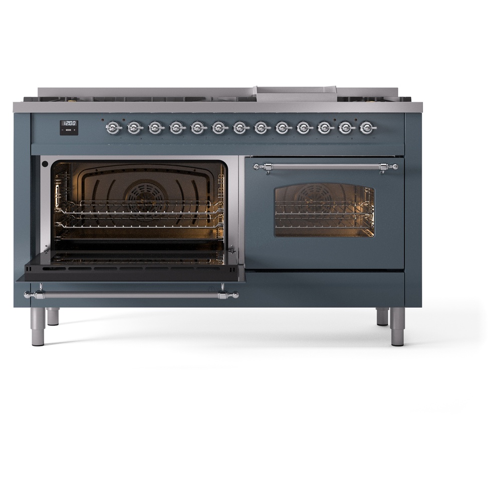 ILVE UP60FNMPBGCLP Nostalgie II 60" Dual Fuel Range, main oven door opened