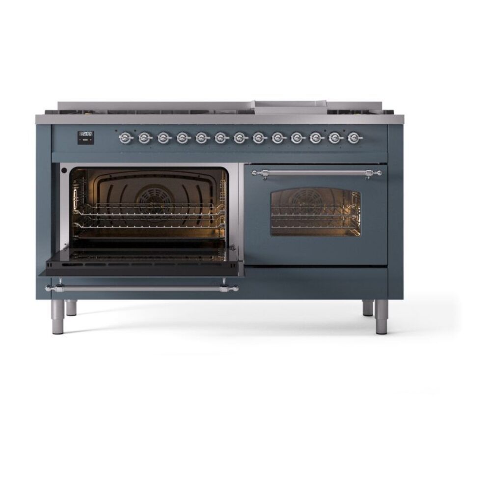 ILVE UP60FNMPBGCLP Nostalgie II 60" Dual Fuel Range, main oven door opened