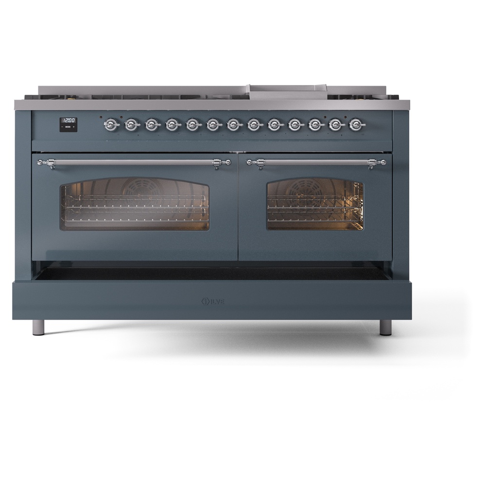 ILVE UP60FNMPBGCLP Nostalgie II 60" Dual Fuel Range, drawer opened