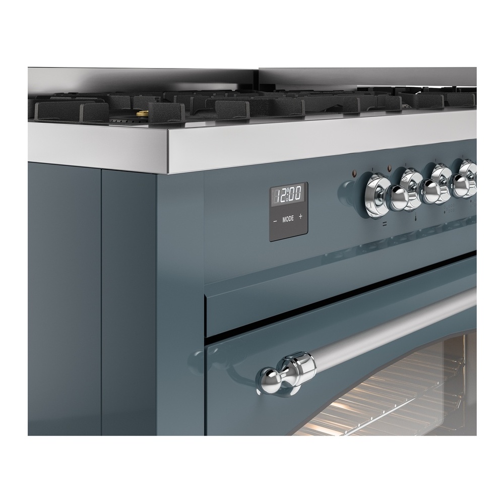 ILVE UP60FNMPBGCLP Nostalgie II 60 inch Dual Fuel Range with 5.8 cu. ft. Total Double Oven Capacity (9 Sealed Burners + Griddle, Liquid Propane, Triple Glass Door, Blue Grey, Chrome) 10 ILVE UP60FNMPBGCLP Nostalgie II 60" Dual Fuel Range, details
