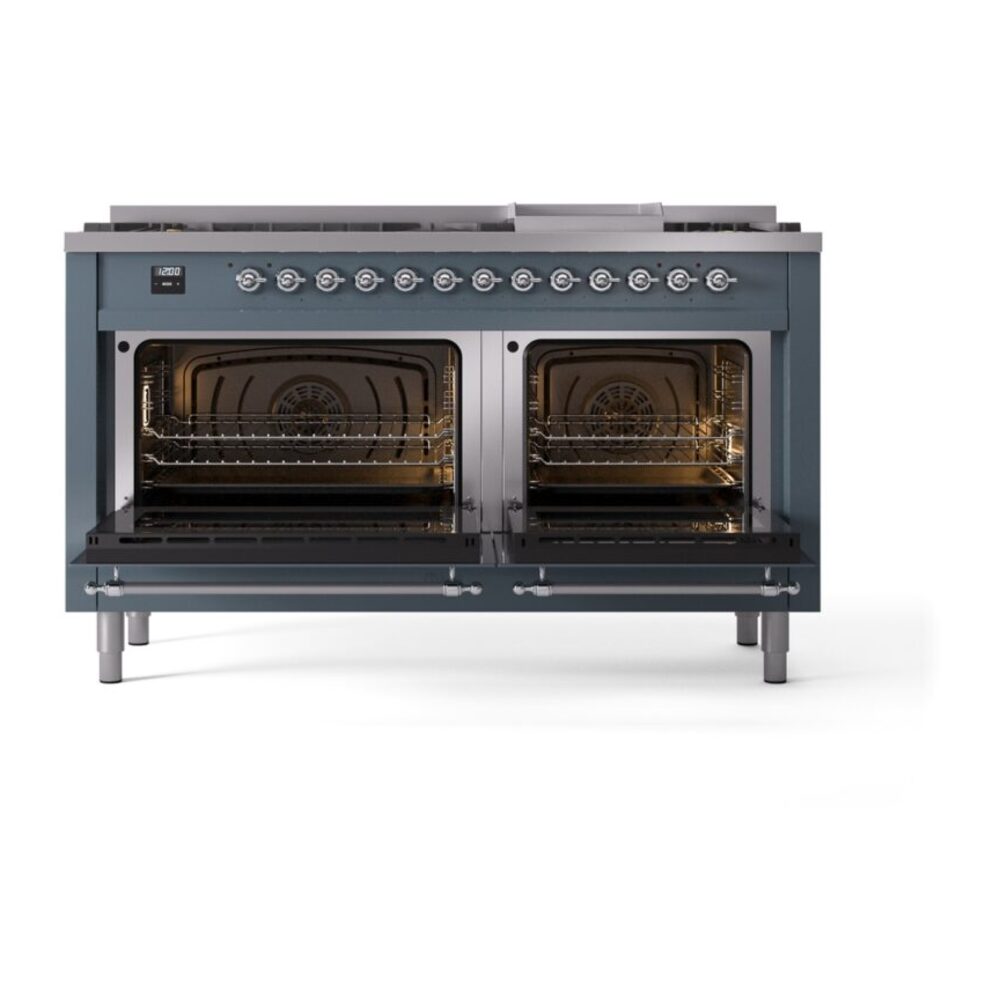 ILVE UP60FNMPBGC Nostalgie II 60" Dual Fuel Range, oven doors opened