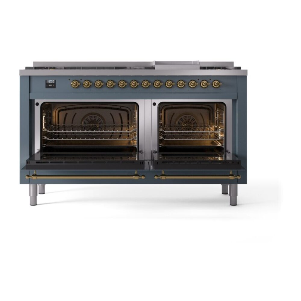 ILVE UP60FNMPBGGLP Nostalgie II 60" Dual Fuel Range, oven doors opened