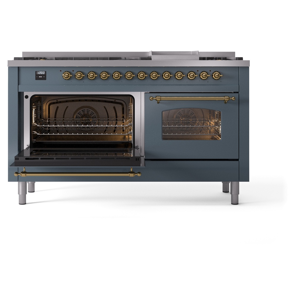 ILVE UP60FNMPBGGLP Nostalgie II 60" Dual Fuel Range, main oven door opened