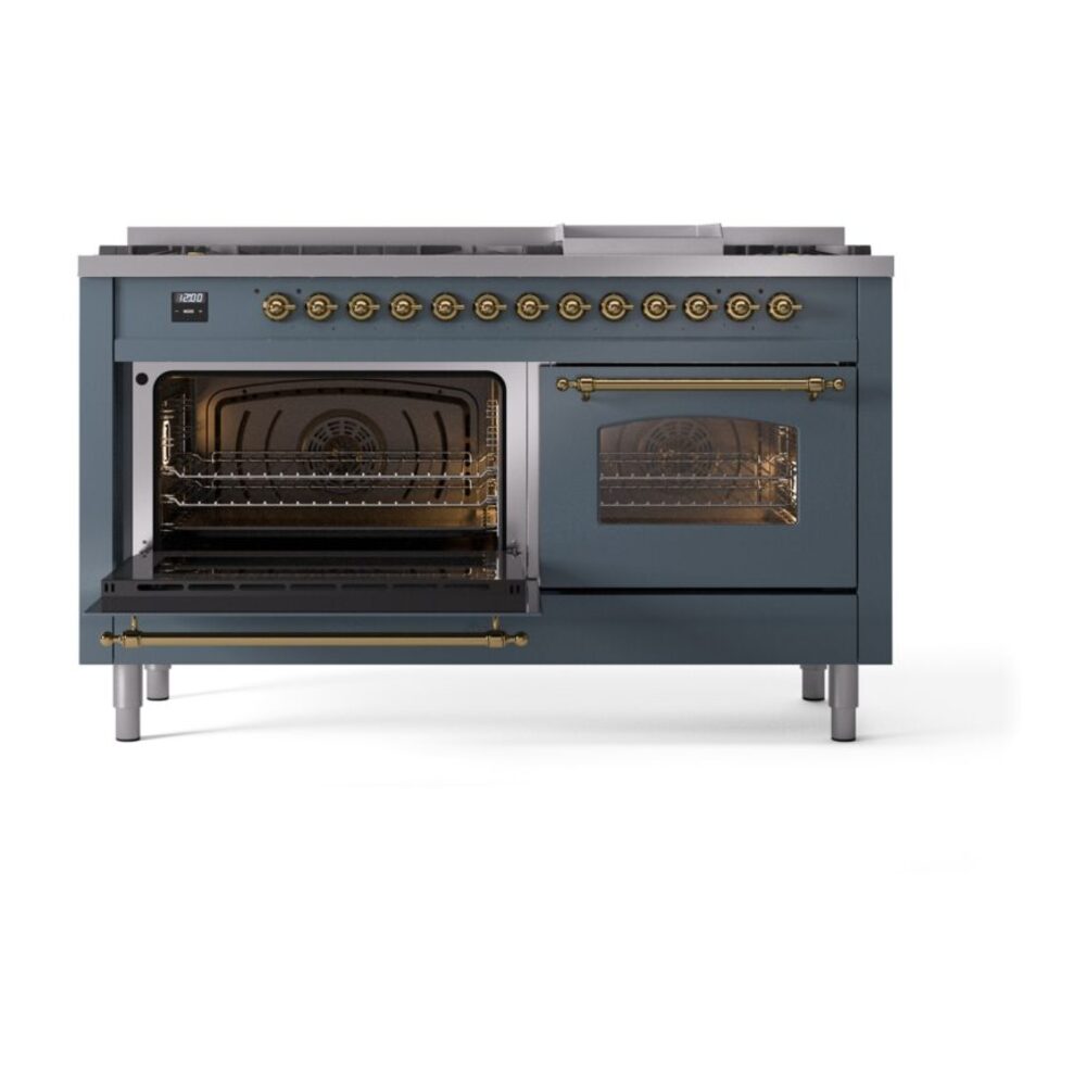ILVE UP60FNMPBGGLP Nostalgie II 60" Dual Fuel Range, main oven door opened