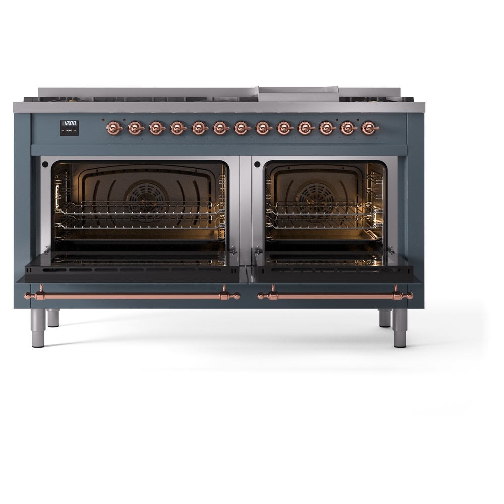 ILVE UP60FNMPBGPLP Nostalgie II 60" Dual Fuel Range, oven doors opened
