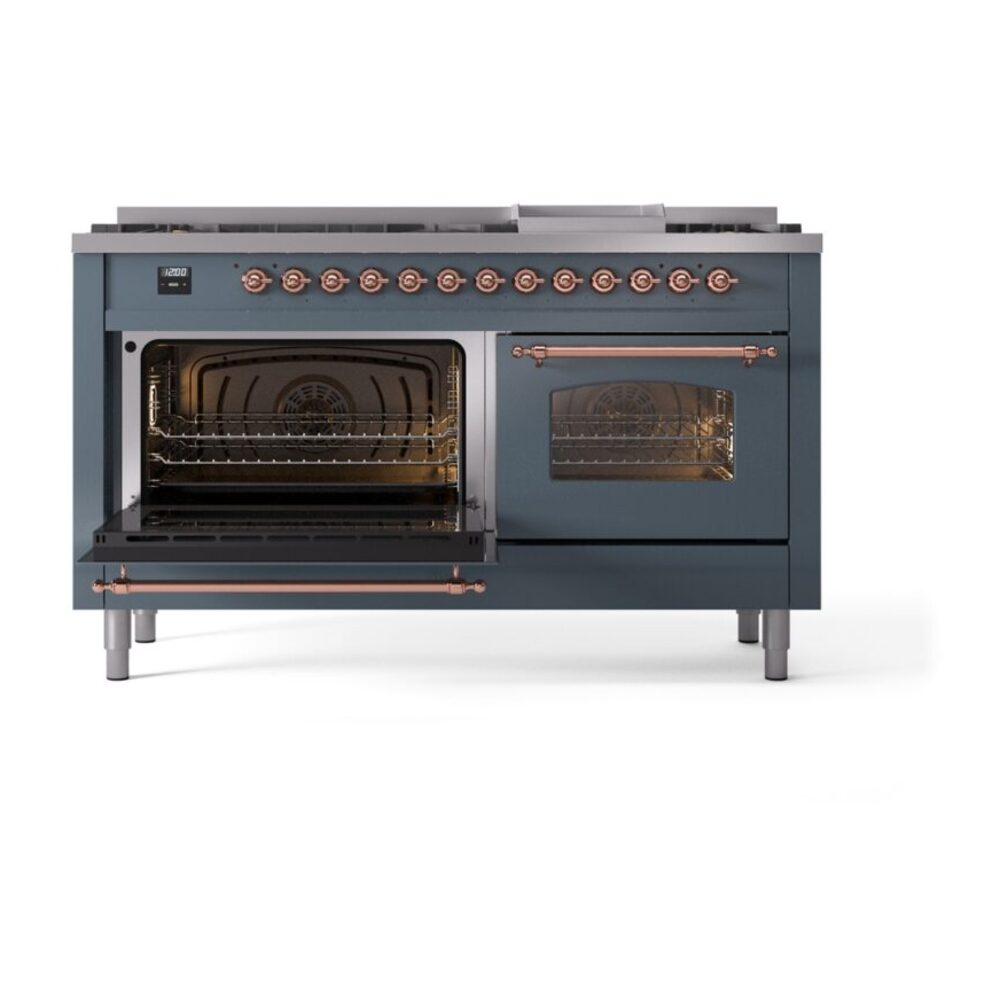 ILVE UP60FNMPBGPLP Nostalgie II 60" Dual Fuel Range, main oven door opened