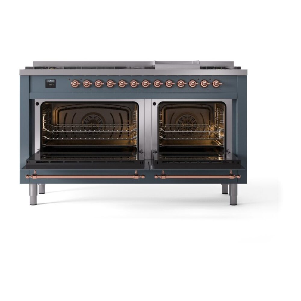 ILVE UP60FNMPBGP Nostalgie II 60" Dual Fuel Range, oven doors opened