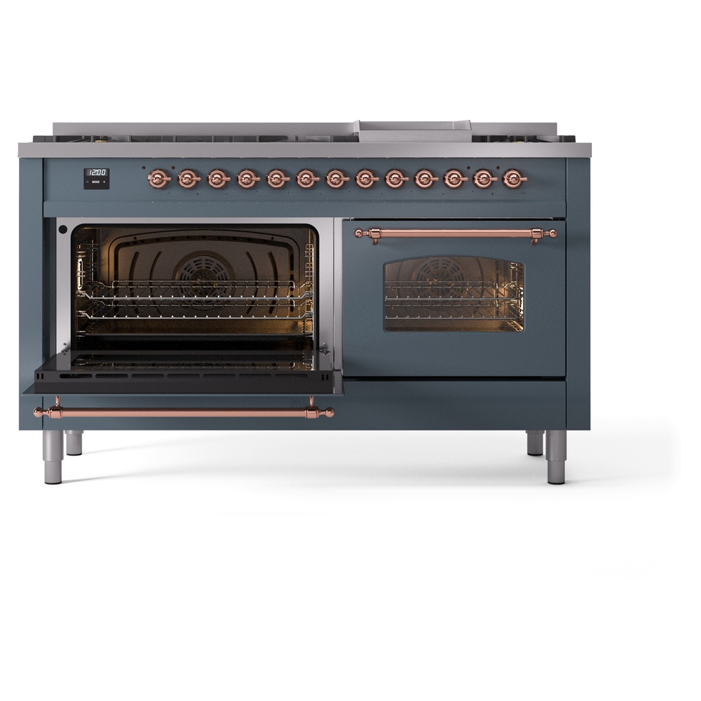 ILVE UP60FNMPBGP Nostalgie II 60" Dual Fuel Range, main oven door opened