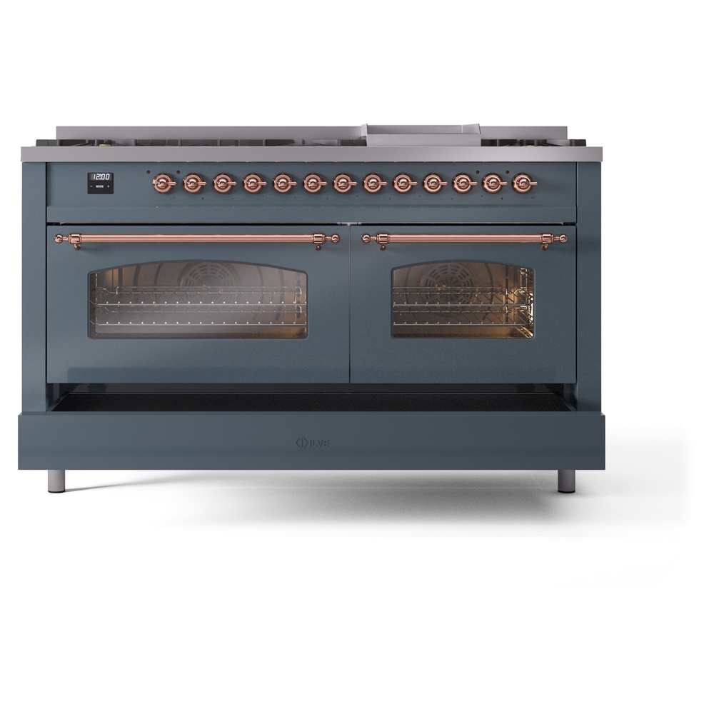 ILVE UP60FNMPBGP Nostalgie II 60" Dual Fuel Range, drawer opened