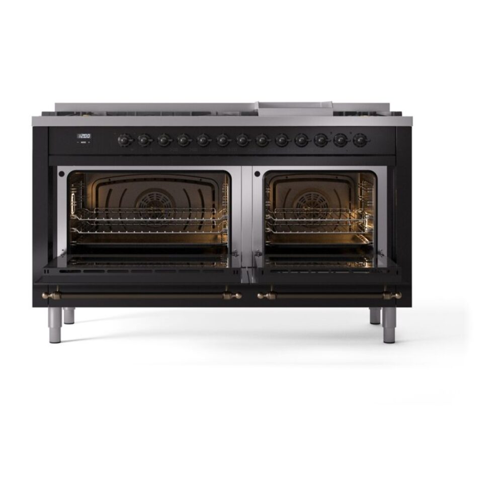 ILVE UP60FNMPBKBLP Nostalgie II 60" Dual Fuel Range, oven doors opened
