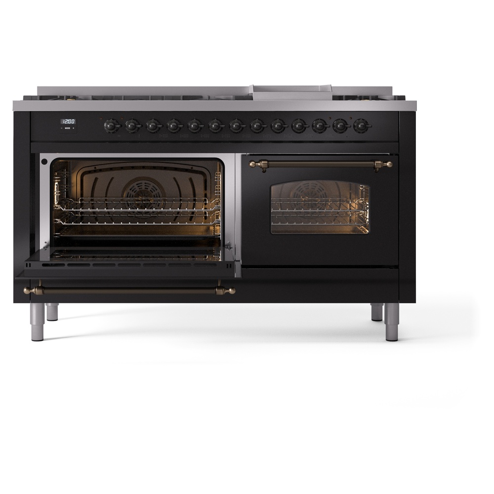 ILVE UP60FNMPBKBLP Nostalgie II 60" Dual Fuel Range, main oven door opened