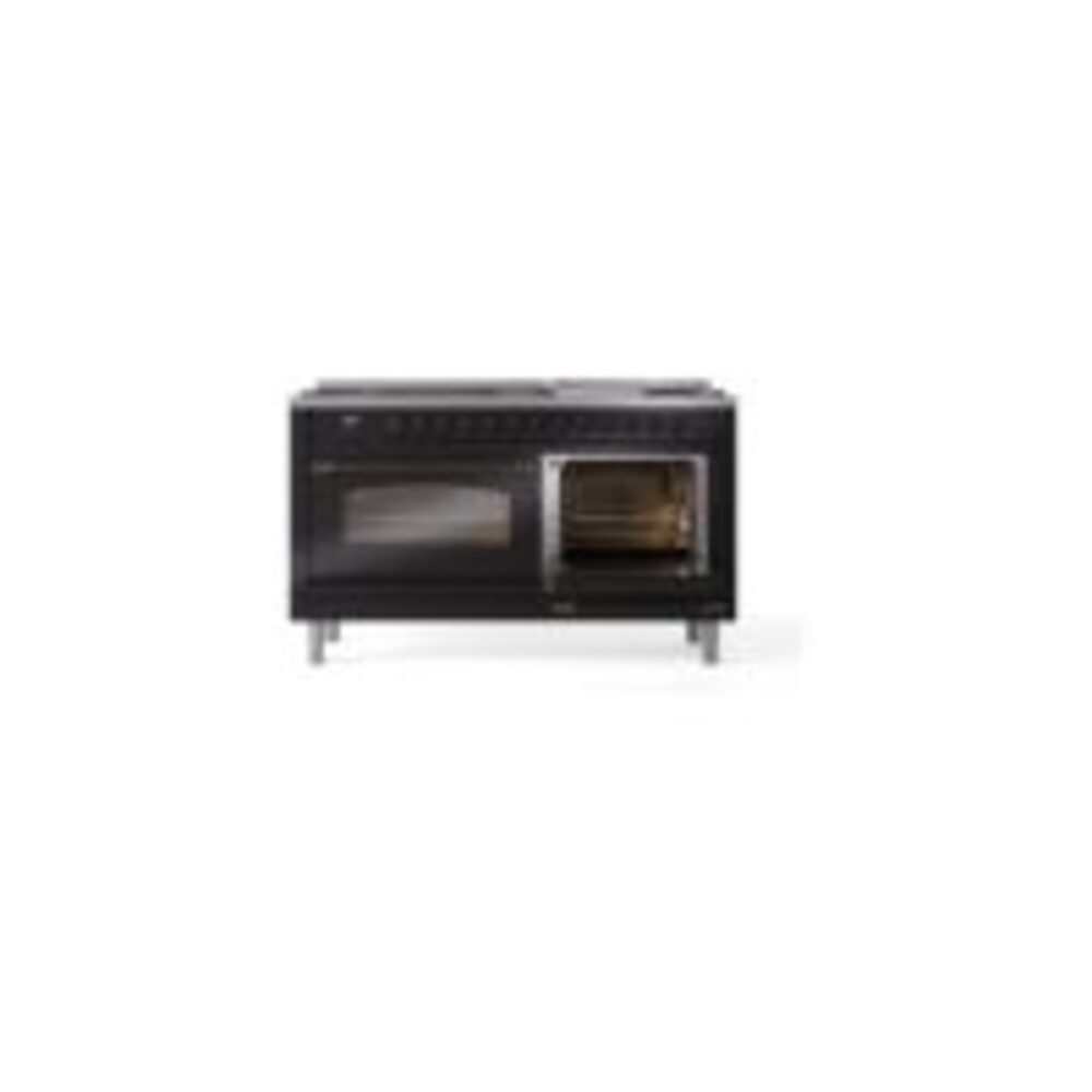 ILVE UP60FNMPBKBLP Nostalgie II 60" Dual Fuel Range, side oven door opened