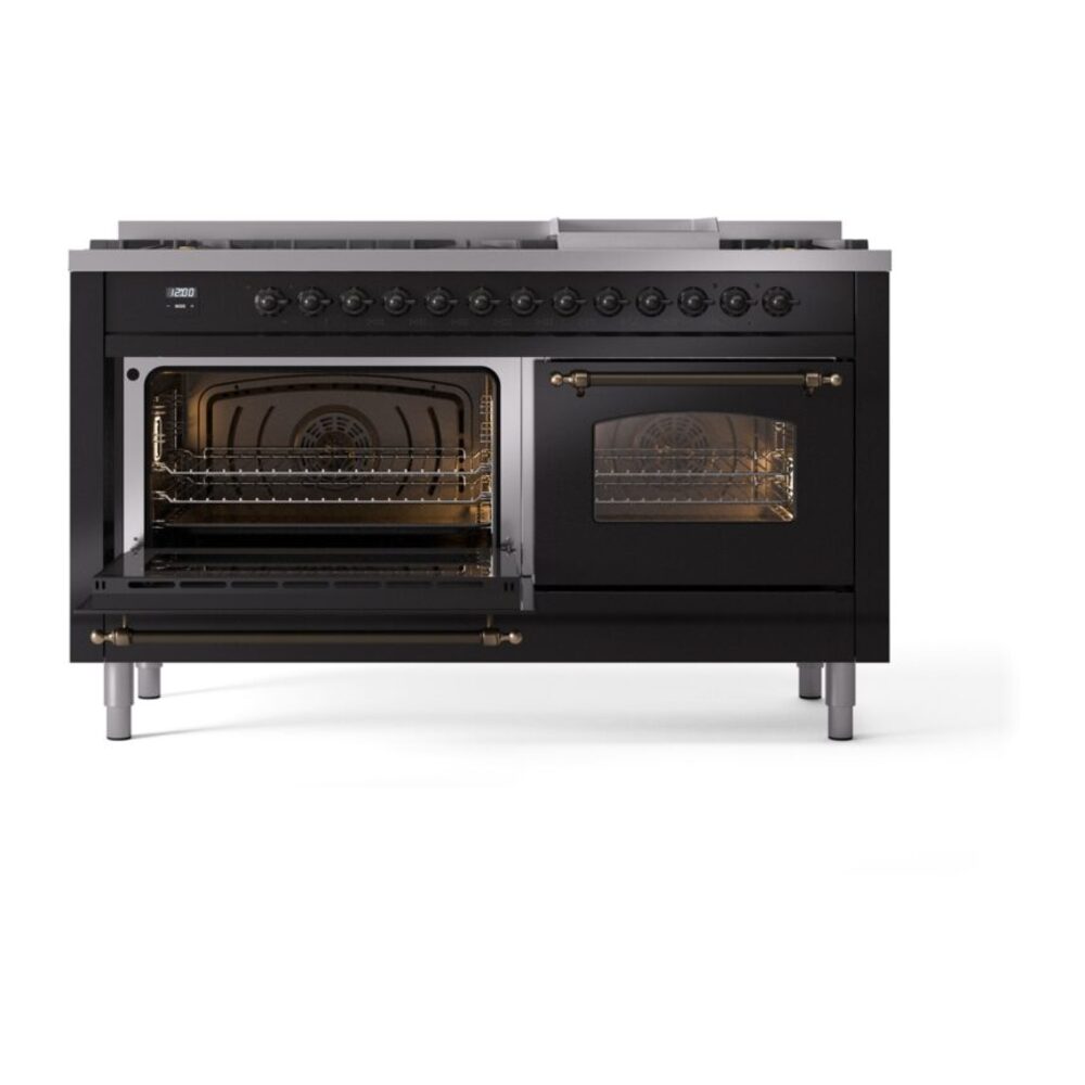 ILVE UP60FNMPBKB Nostalgie II 60" Dual Fuel Range, main oven door opened