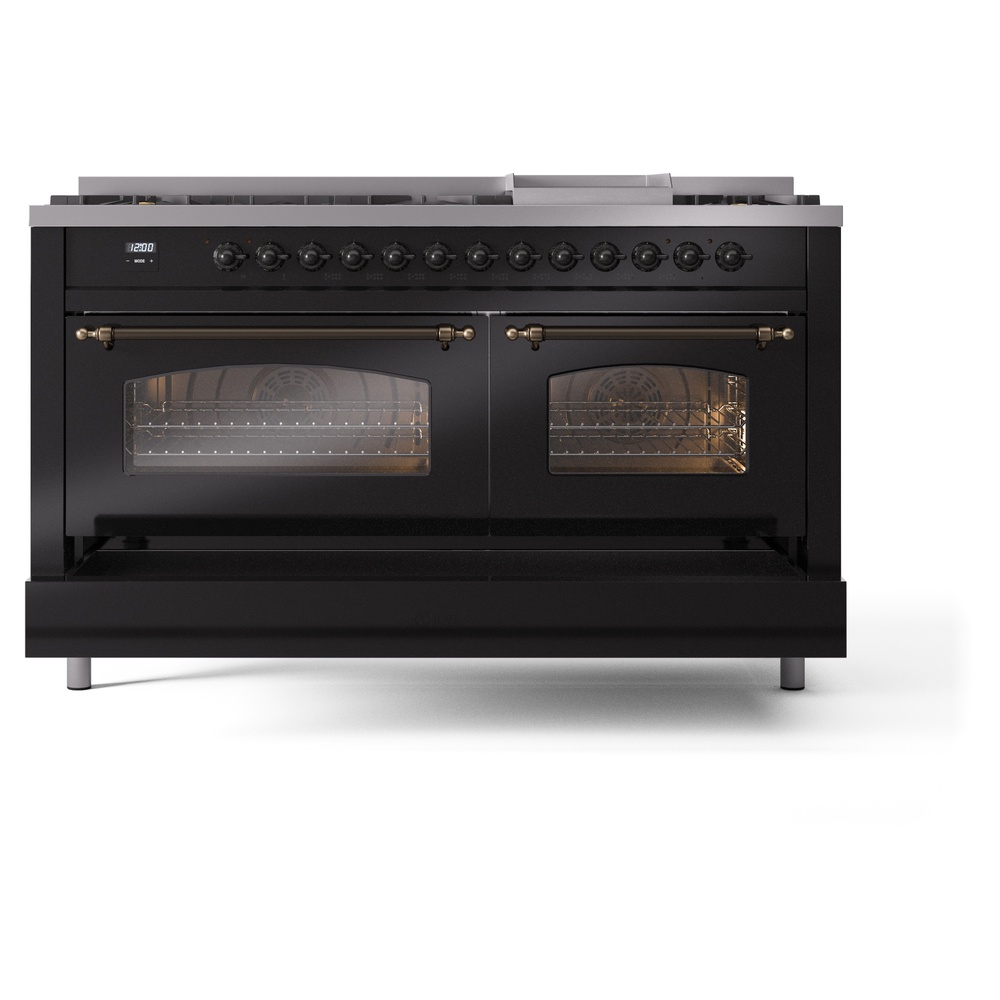 ILVE UP60FNMPBKB Nostalgie II 60" Dual Fuel Range, drawer opened