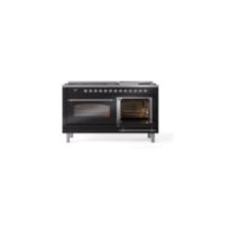 ILVE UP60FNMPBKC Nostalgie II 60" Dual Fuel Range, side oven door opened