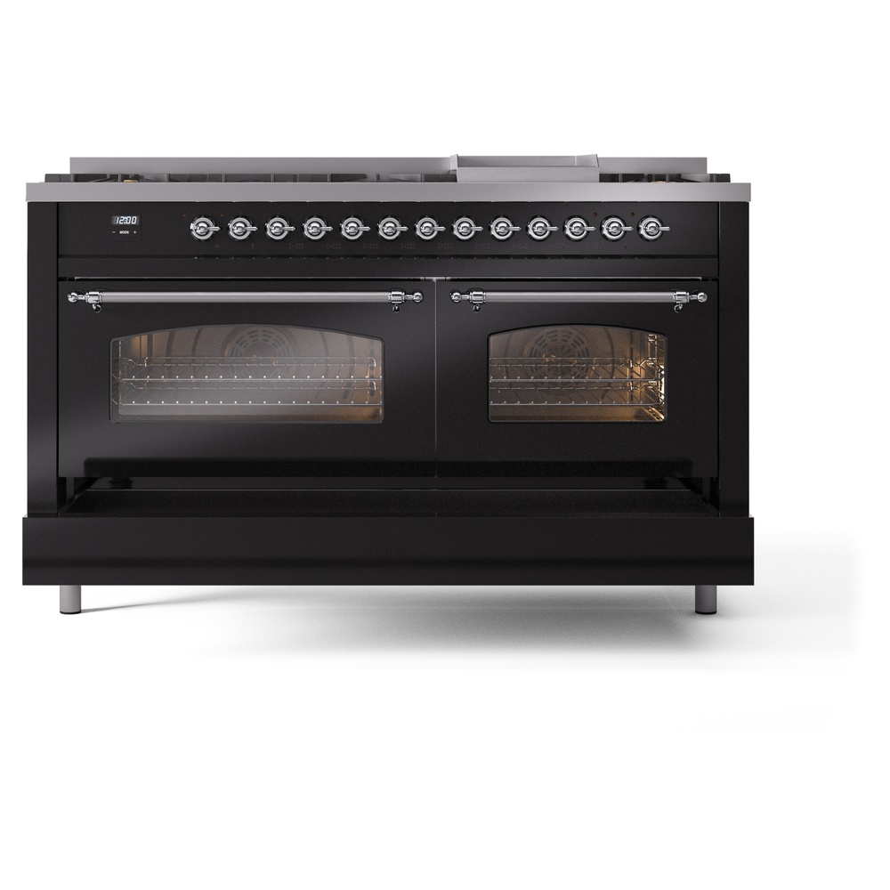 ILVE UP60FNMPBKC Nostalgie II 60" Dual Fuel Range, drawer opened