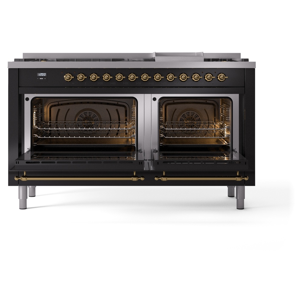ILVE UP60FNMPBKGLP Nostalgie II 60" Dual Fuel Range, oven doors opened