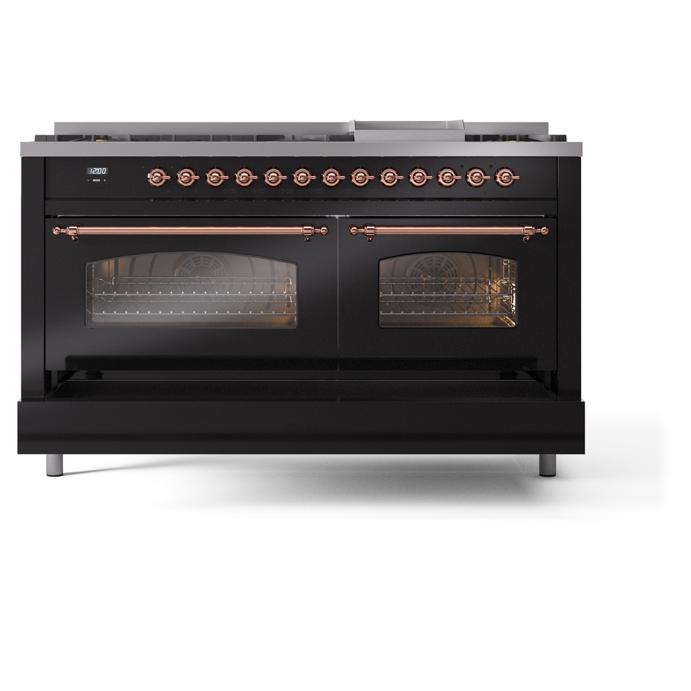 ILVE UP60FNMPBKPLP Nostalgie II 60" Dual Fuel Range, drawer opened