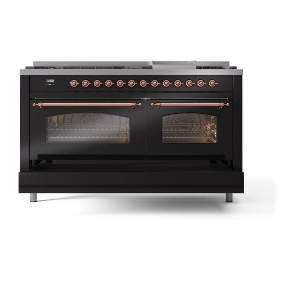 ILVE UP60FNMPBKPLP Nostalgie II 60" Dual Fuel Range, drawer opened