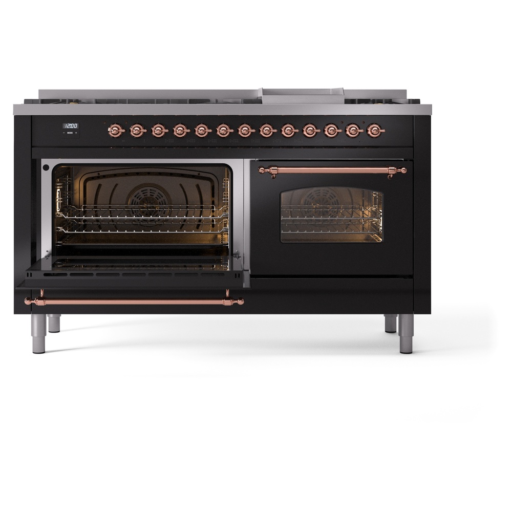 ILVE UP60FNMPBKP Nostalgie II 60" Dual Fuel Range, main oven door opened